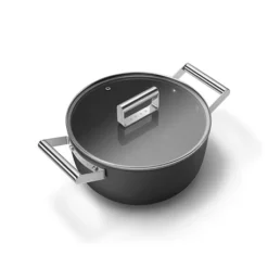 Smeg Faitout Bas Aluminium Antiadhésif 24 Cm Noir Mat Avec Couvercle En Verre Trempé -Cuisine Boutique 133002 2 1 Faitout bas aluminium antiadhesif 24 cm noir mat avec couvercle en verre trempe Smeg