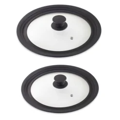 Lot 2 Couvercles En Verre Multi-diamètres De 16 à 28 Cm