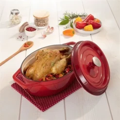 Cocotte En Fonte Ovale 29 Cm 4 L Rouge -Cuisine Boutique 213176 2 7 Cocotte en fonte ovale 29 cm 4 L rouge Mathon