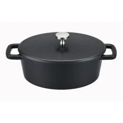 Mini Cocotte En Fonte émaillé Ovale Black Design 12,5 Cm Noir Mat