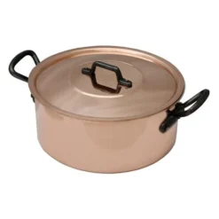 Faitout Avec Couvercle En Cuivre Massif 24 Cm