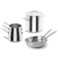 Batterie De Cuisine Tout Inox : 3 Casseroles, 2 Poêles Et 1 Marmite Chef Classic