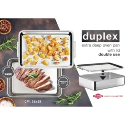 Plat à Four Inox Extra Profond Avec Couvercle Duplex -Cuisine Boutique 371003 4 1 Plat a four Inox extra profond avec couvercle Duplex Inoxriv