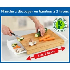 Planche à Découper En Bambou à 2 Tiroirs -Cuisine Boutique 48132 2 3 Planche a decouper en bambou a 2 tiroirs Wenko by Maximex