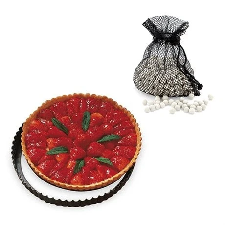 Lot Moule à Tarte Amovible 28 Cm + Billes En Céramique 600 G 1 Lot Moule à Tarte Amovible 28 Cm + Billes En Céramique 600 G