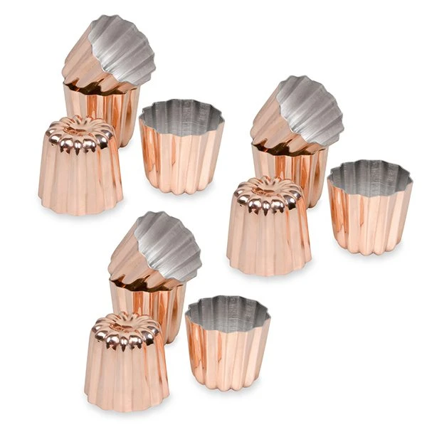 Patisse Lot 9 Moules à Canelés Bordelais Cuivre 5,5 Cm 1 Patisse Lot 9 Moules à Canelés Bordelais Cuivre 5,5 Cm