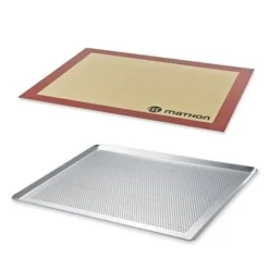 Lot Plaque à Pâtisserie Perforée 40 Cm Et Tapis De Cuisson Pro