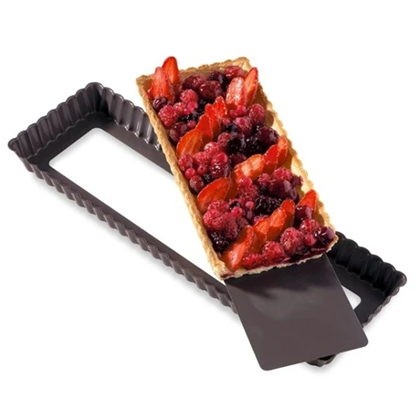 Moule à Tarte Amovible Rectangle Acier Revêtu Anti-adhérent Bords Cannelés 36 Cm 2 Moule à Tarte Amovible Rectangle Acier Revêtu Anti-adhérent Bords Cannelés 36 Cm – Image 2