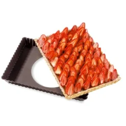 Moule à Tarte Amovible Rectangle Acier Revêtu Anti-adhérent Bords Cannelés 30 Cm