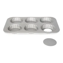 Patisse Moule 6 Tartelettes Acier Revêtu Fond Amovible 10 Cm