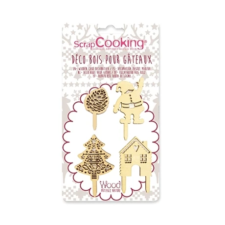 Kit De Décorations De Noël En Bois Pour Bûches Et Gâteaux 2 Kit De Décorations De Noël En Bois Pour Bûches Et Gâteaux – Image 2