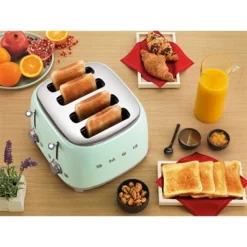 Smeg Toaster 4 Fentes 2000 W TSF03PGEU Vert D’eau -Cuisine Boutique 700061 2 1 Toaster 4 fentes 2000 W TSF03PGEU vert d eau Smeg