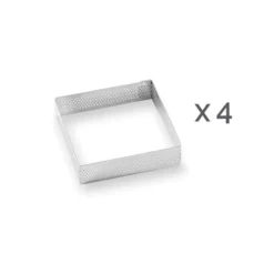 Lot 4 Cercles à Tarte Perforés En Inox Carré 8 Cm -Cuisine Boutique 87950 2 4 Lot 4 cercles a tarte perfores en inox carre 8 cm Mathon